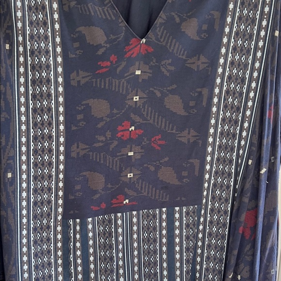 Blouse Lucky Brand Navy and Red Patterned Blouse - Picture 3 of 5